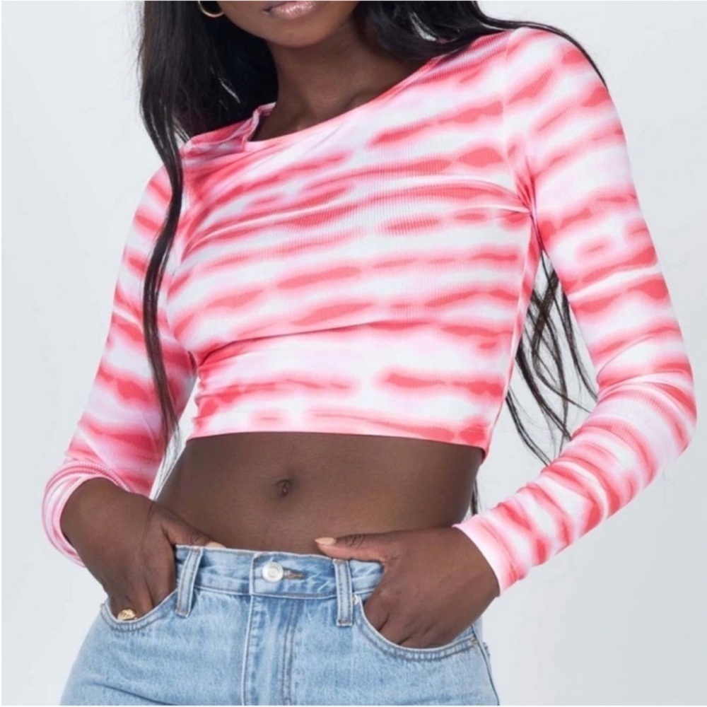 Princess Polly Pink Long Sleeve Crop Top | 12